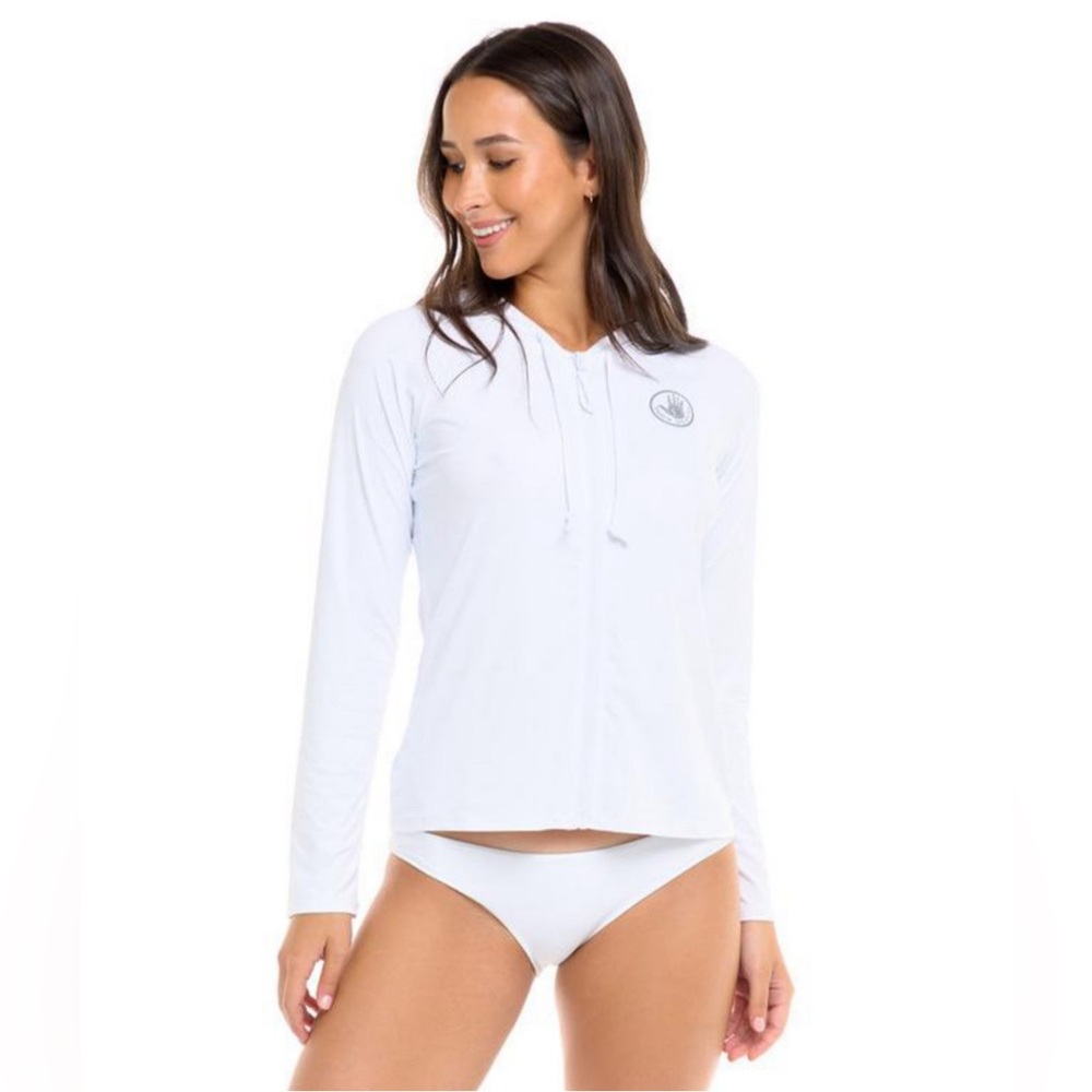 Bodyglove Rashguard Hoodie Medium Womens Color: Snow Adeline Zip Up New